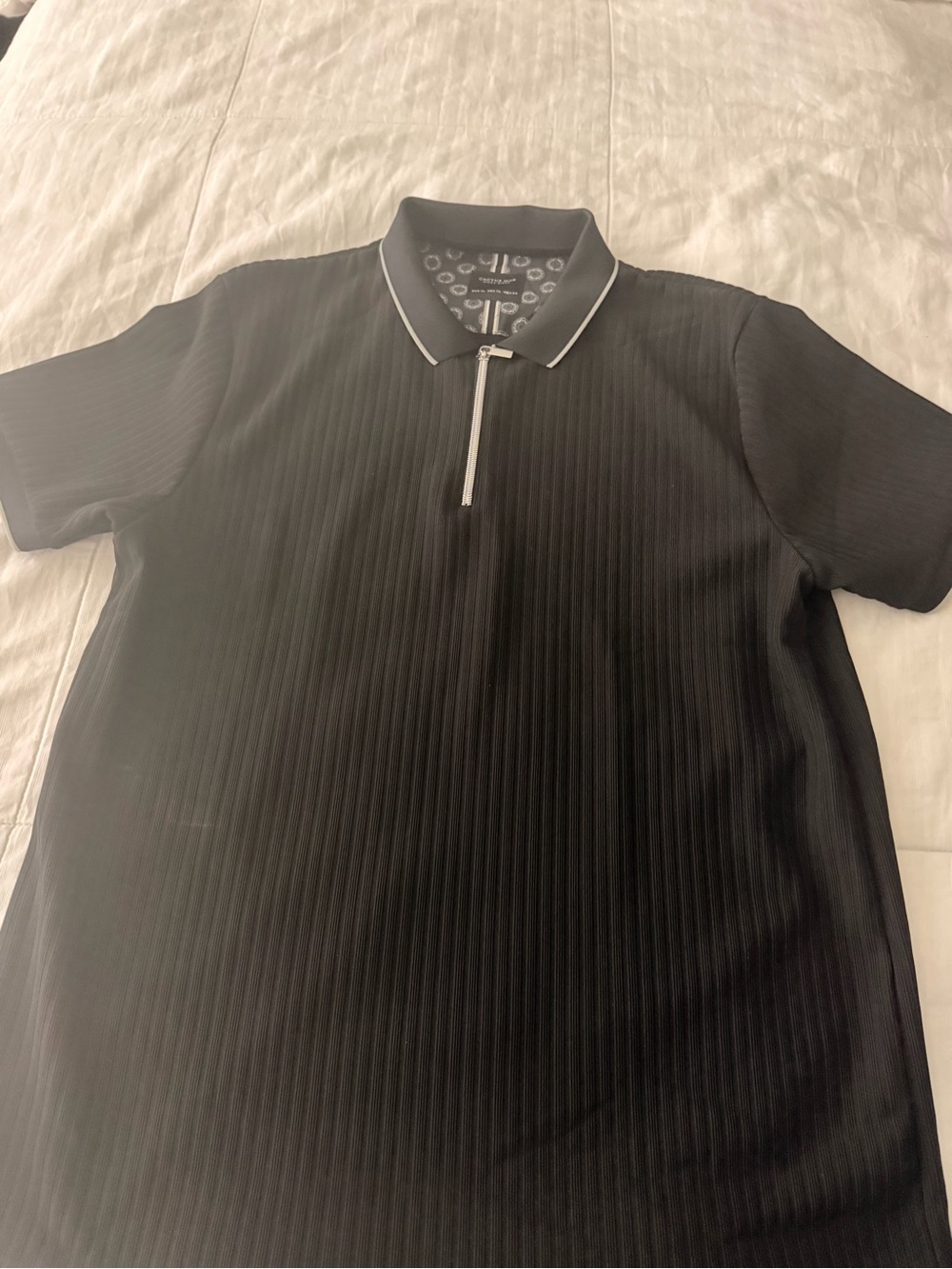 Cactus Black Polo Shirt with Contrasting Zip Trim